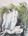 Le Manteau De Noe pintado a mano grabado contemporáneo Marc Chagall